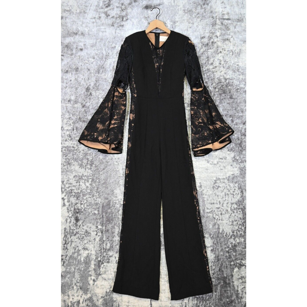 MISHA Jumpsuit Womens Collection Black Lace Bell Sleeve Size 0